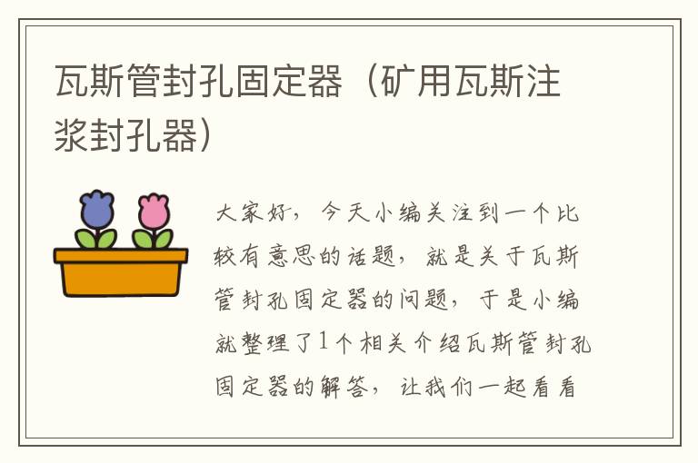 瓦斯管封孔固定器（矿用瓦斯注浆封孔器）